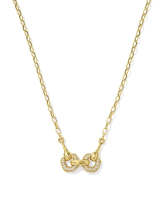 Beau Vintage Gold Pave Short Pendant Necklace White CZ