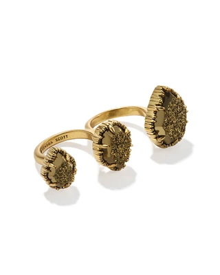 Naomi Vintage Silver Two Finger Statement Ring Platinum Drusy