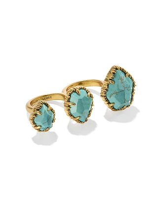 Naomi Vintage Silver Two Finger Statement Ring Platinum Drusy