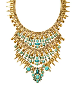 Serayah Vintage Gold Statement Necklace Teal Mix