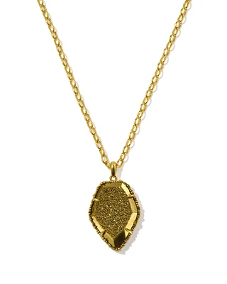Tessa Vintage Gold Small Long Pendant Necklace Bronze Drusy