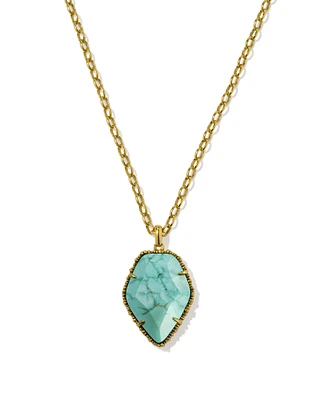 Tessa Vintage Gold Small Long Pendant Necklace Bronze Drusy
