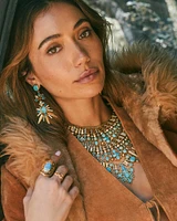 Serayah Vintage Gold Statement Necklace Teal Mix