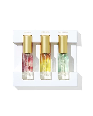 Mini Coffret Trio Stocking Stuffer in Jade Blossom, Ruby Musk, and Amber Aura