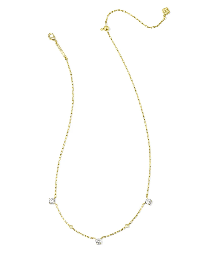 Jada Gold Strand Necklace White Crystal