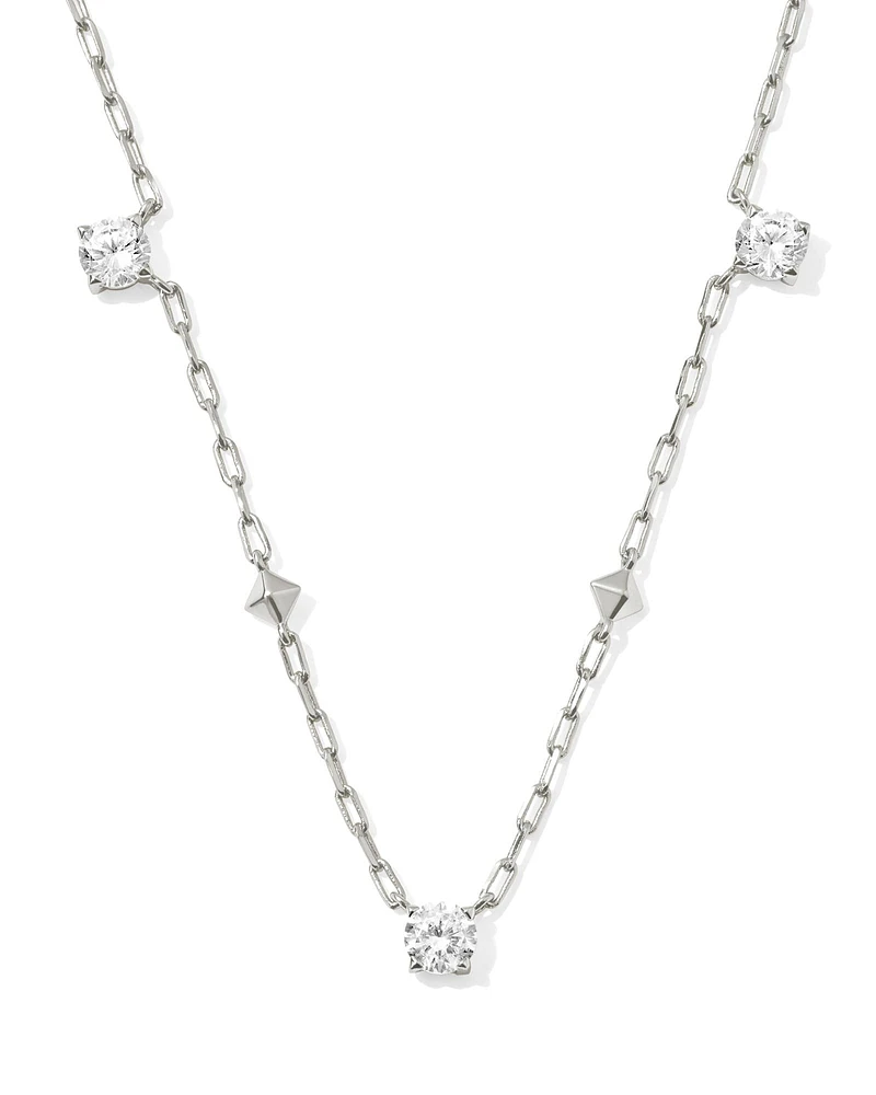 Jada Gold Strand Necklace in White CZ