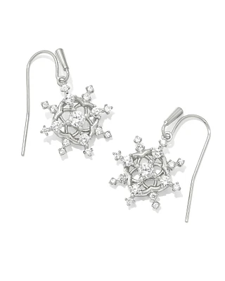 Snow Crystal Gold Drop Earrings White CZ
