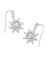 Snow Crystal Gold Drop Earrings White CZ