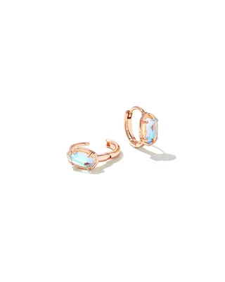 Emilie Rose Gold Huggie Earrings in Dichroic Glass