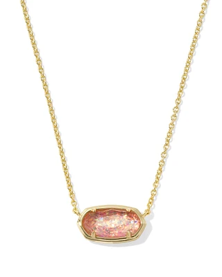 Elisa Gold 2024 Short Pendant Necklace in Light Pink Iridescent Glitter Glass