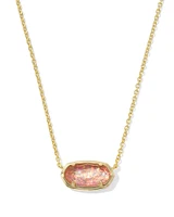 Elisa Gold 2024 Short Pendant Necklace in Light Pink Iridescent Glitter Glass