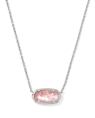 Elisa Silver 2024 Short Pendant Necklace in Light Pink Iridescent Glitter Glass