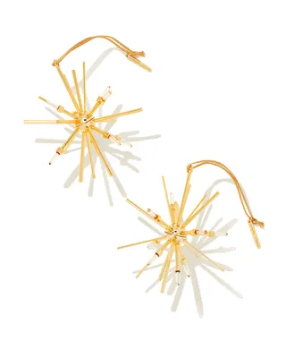 Starburst Gold Ornaments Set of 2 in Clear