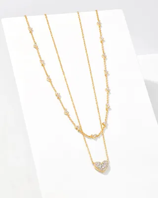 Heart Necklace Layering Set in Gold
