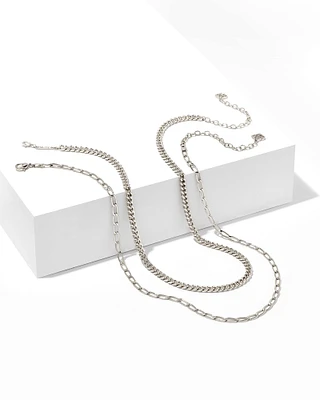 Set of 2 Chain Necklace Layering Set in Mixed Metal
