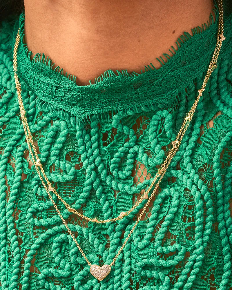 Heart Necklace Layering Set in Gold
