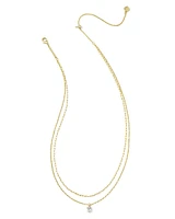 Cailin Gold Multi Strand Necklace White Crystal