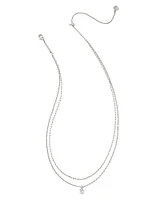 Cailin Silver Multi Strand Necklace in White Crystal