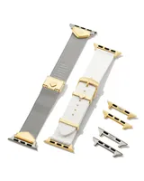 Mia and Filigree Watch Band Gift Set in Two Tone Stainless Steel and White Silicone