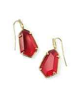 Alexandria Gold Drop Earrings in Red Glass