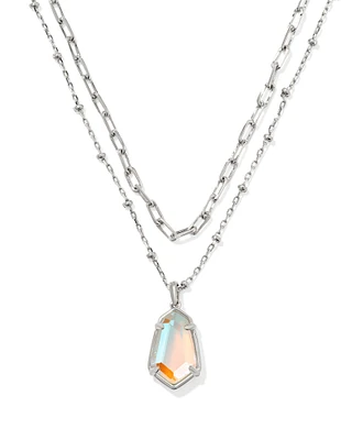 Alexandria Silver Satellite Multi Strand Necklace in Dichroic Glass