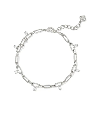 Cecelia Silver Crystal Chain Bracelet in White CZ