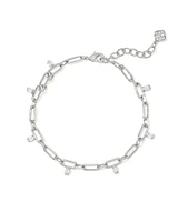 Cecelia Gold Crystal Chain Bracelet in White Crystal