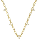 Cecelia Gold Crystal Chain Necklace White