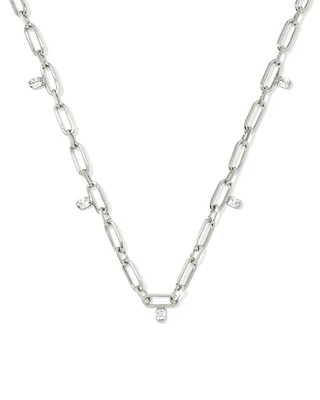 Cecelia Gold Crystal Chain Necklace White