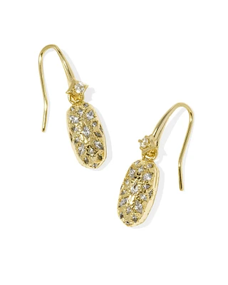 Holland Gold Drop Earrings White Crystal