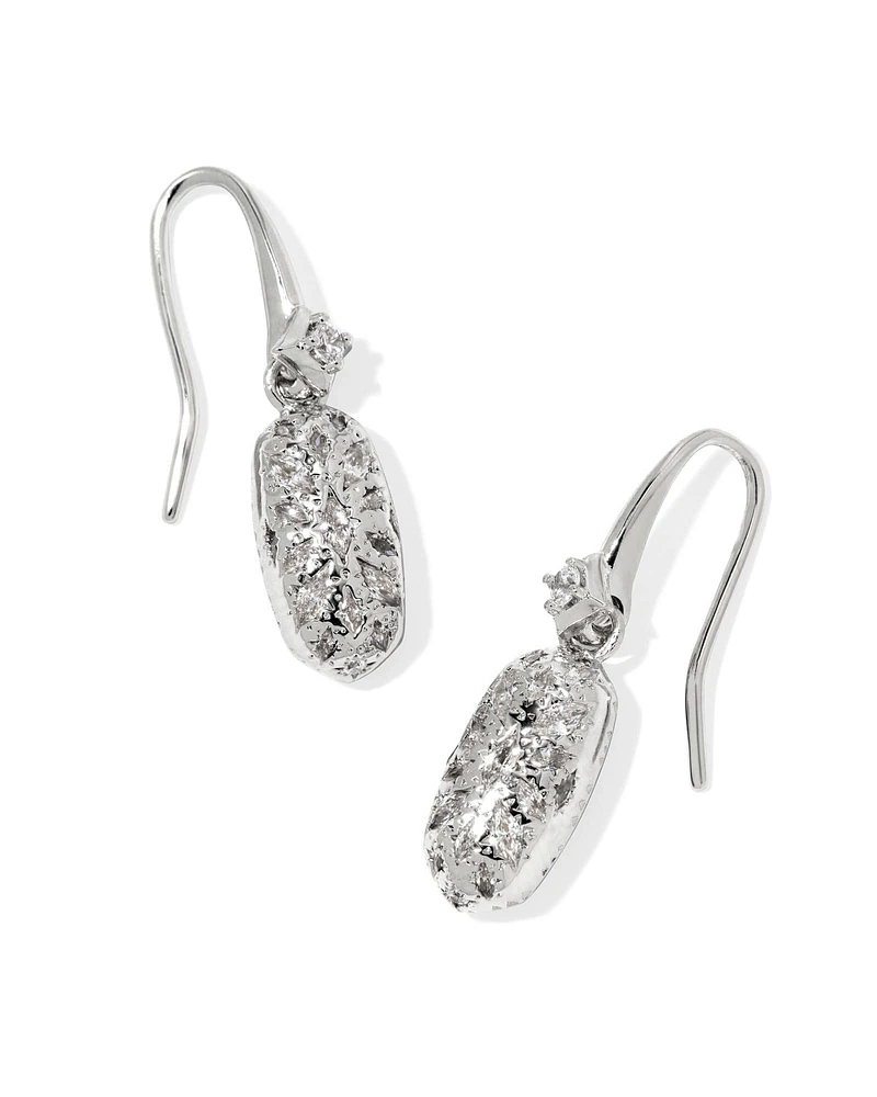 Holland Silver Drop Earrings in White Crystal