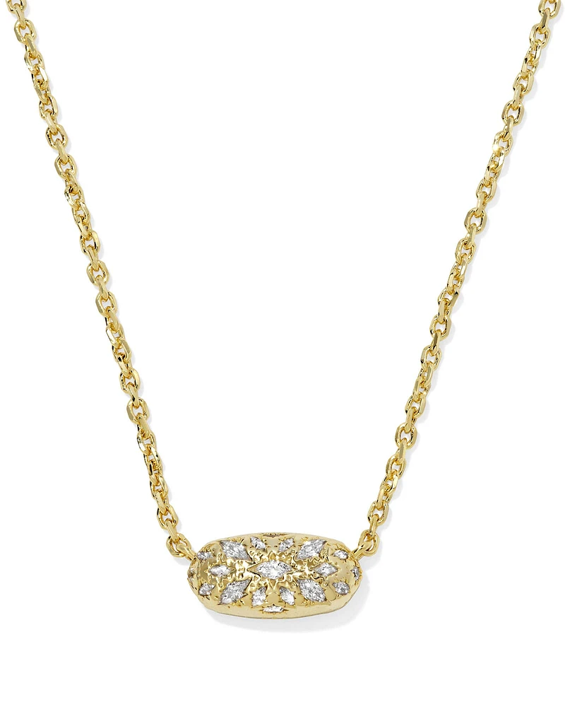 Holland Gold Short Pendant Necklace White Crystal