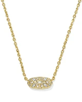 Holland Gold Short Pendant Necklace White Crystal