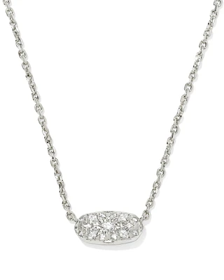 Holland Silver Short Pendant Necklace in White CZ