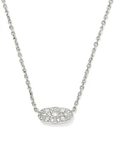 Holland Silver Short Pendant Necklace in White Crystal