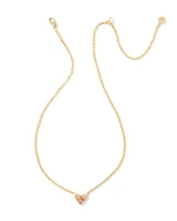 Katy Gold Heart Short Pendant Necklace White Crystal