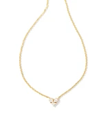 Katy Gold Heart Short Pendant Necklace White Crystal