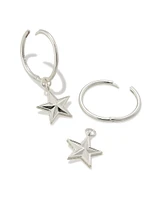 Small Star Huggie Earrings Sterling Silver