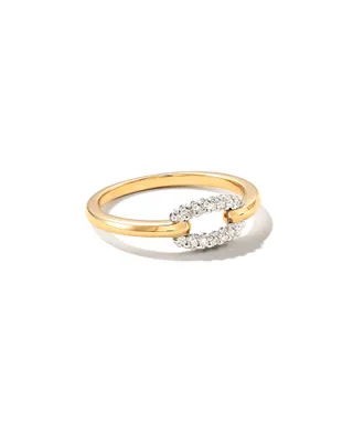 Elisa 14k Gold Interlocking Band Ring White Diamond