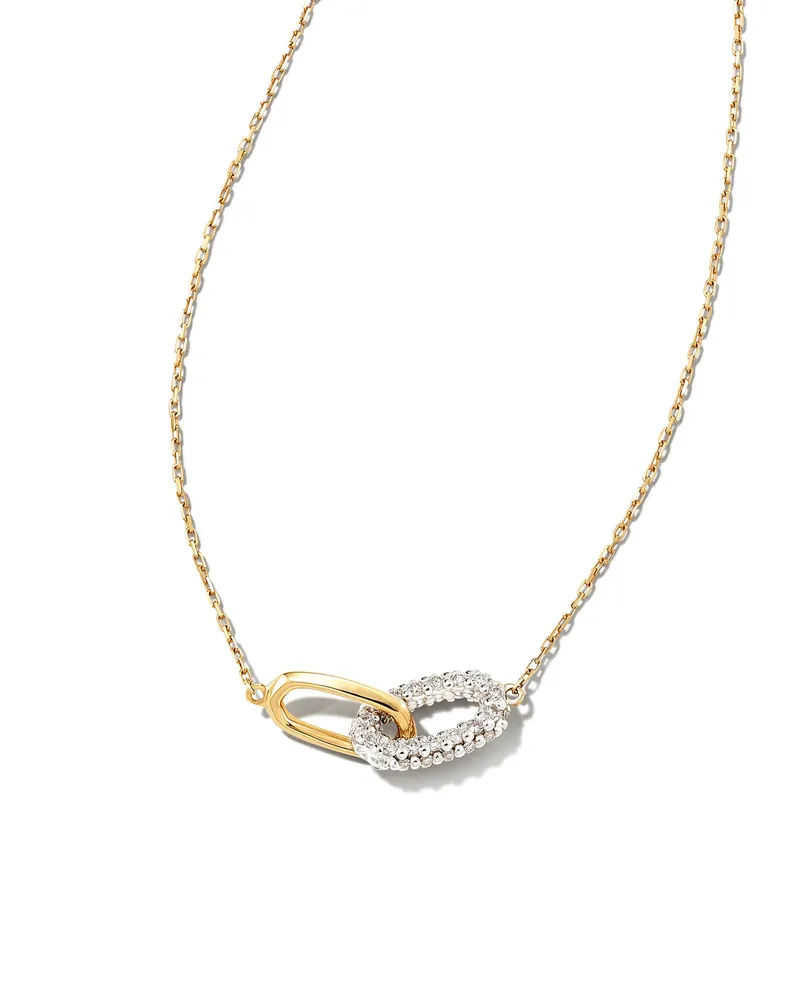 Elisa 14k White Gold Interlocking Pendant Necklace in White Diamond
