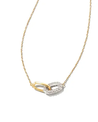 Elisa 14k White Gold Interlocking Pendant Necklace in White Diamond