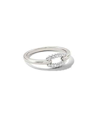 Elisa 14k Gold Interlocking Band Ring White Diamond