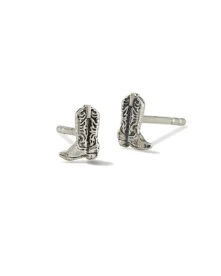 Tiny Cowboy Boot Stud Earrings in Oxidized Sterling Silver
