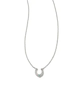 Noble 14k White Gold Horseshoe Short Pendant Necklace in Turquoise