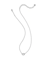 Emilie Silver Beaded Frame Short Pendant Necklace in White Mother-of-Pearl