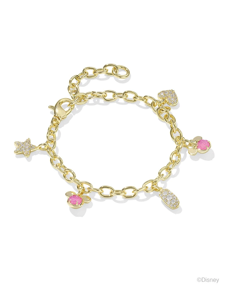 Disney | Kendra Scott Gold Mickey Mouse and Minnie Mouse Charm Bracelet in Mix