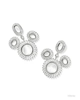 Disney | Kendra Scott Silver Mickey Mouse Crystal Frame Statement Earrings in Ivory Mix