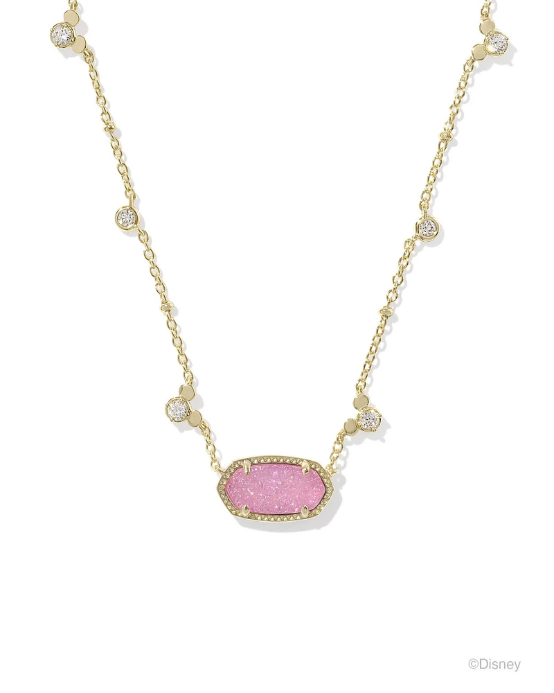 Disney | Kendra Scott Gold Mickey Mouse Elisa Short Pendant Necklace in Hot Pink Drusy