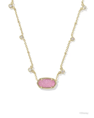 Disney | Kendra Scott Gold Mickey Mouse Elisa Short Pendant Necklace in Hot Pink Drusy