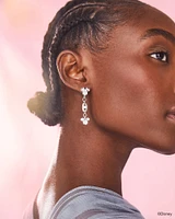 Disney | Kendra Scott Silver Mickey Mouse and Minnie Mouse Crystal Linear Earrings in Iridescent White Mix